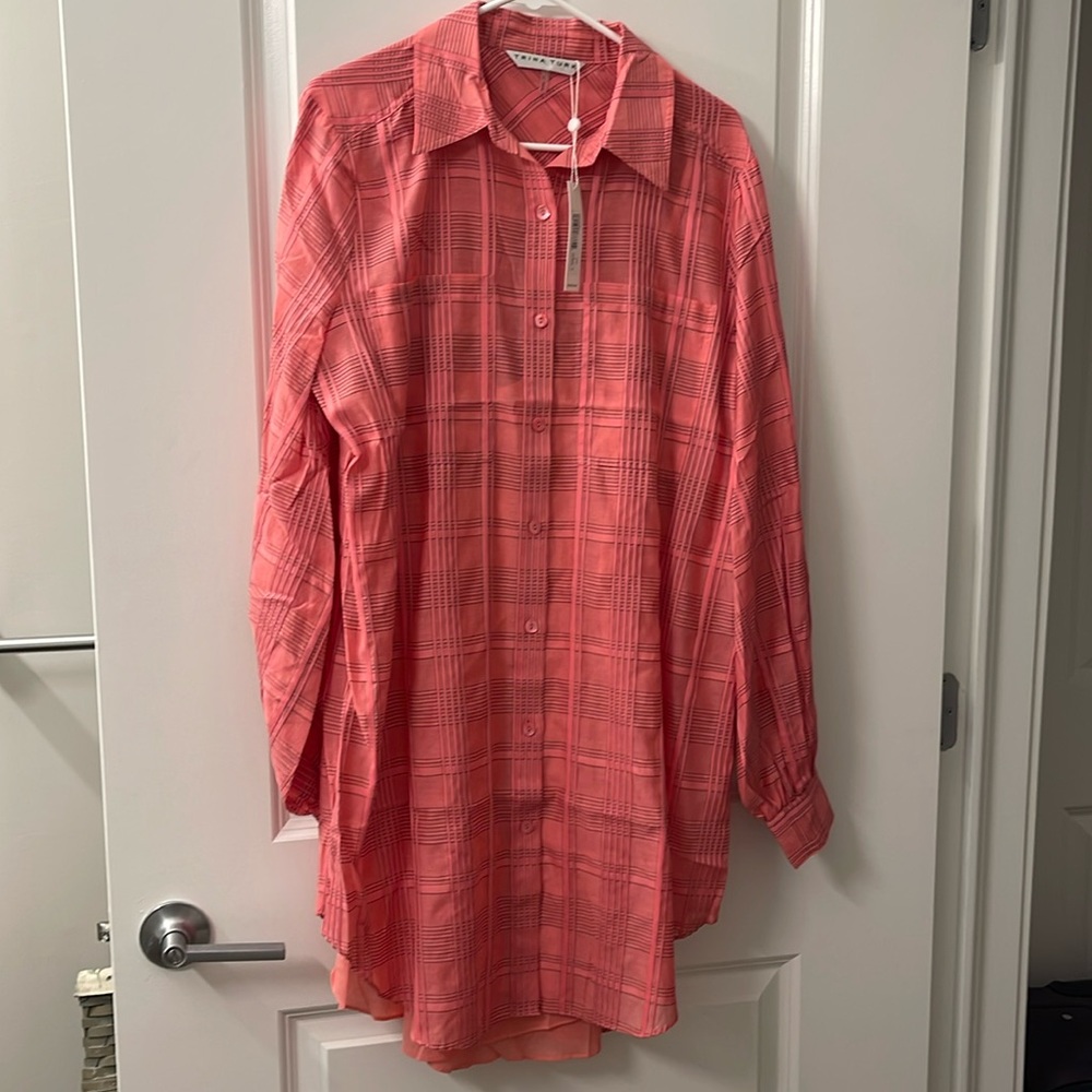 TRINA TURK Aisling Print Long Sleeve Shirtdress size L